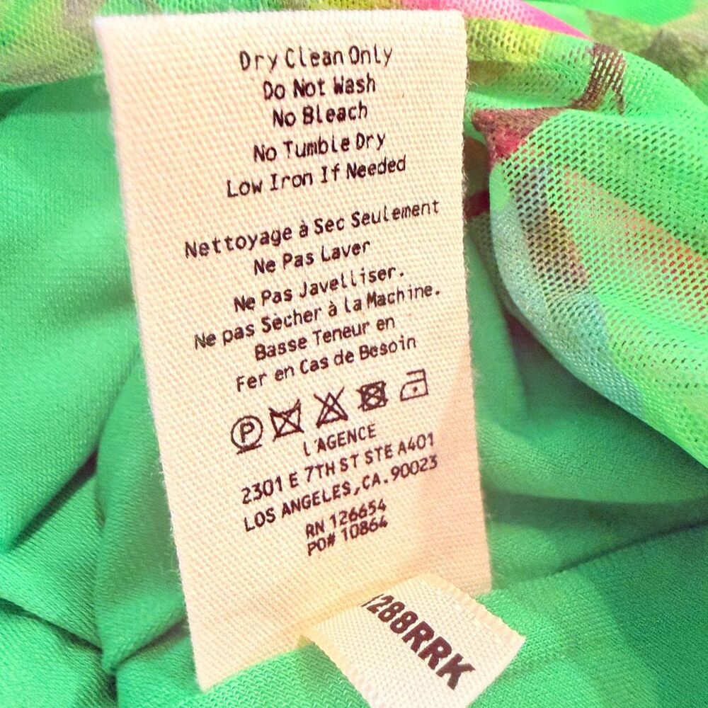 NWT L'Agence Caprice Midi Dress - Green Multi Large Santa Fe Rose / 12 - Picture 8 of 9